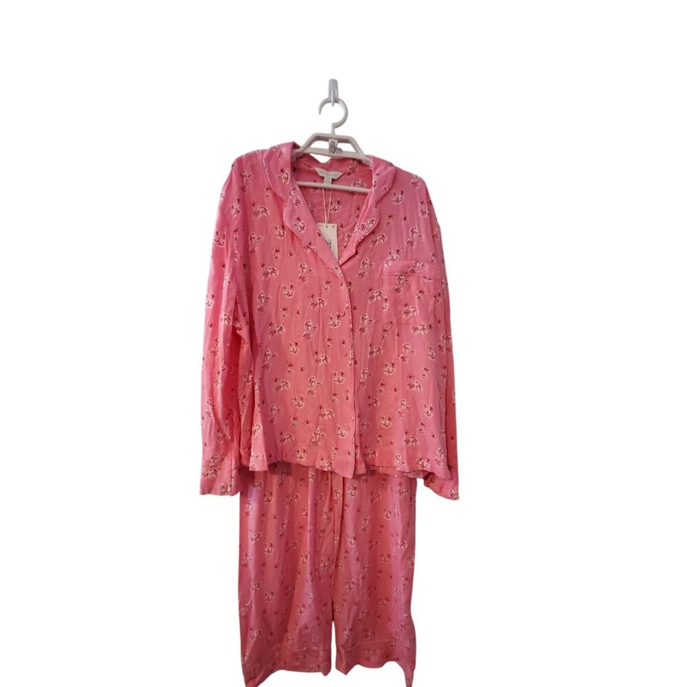 M&S X Ghost nwt pajamas womens 16 pants 18 top pink floral viscose